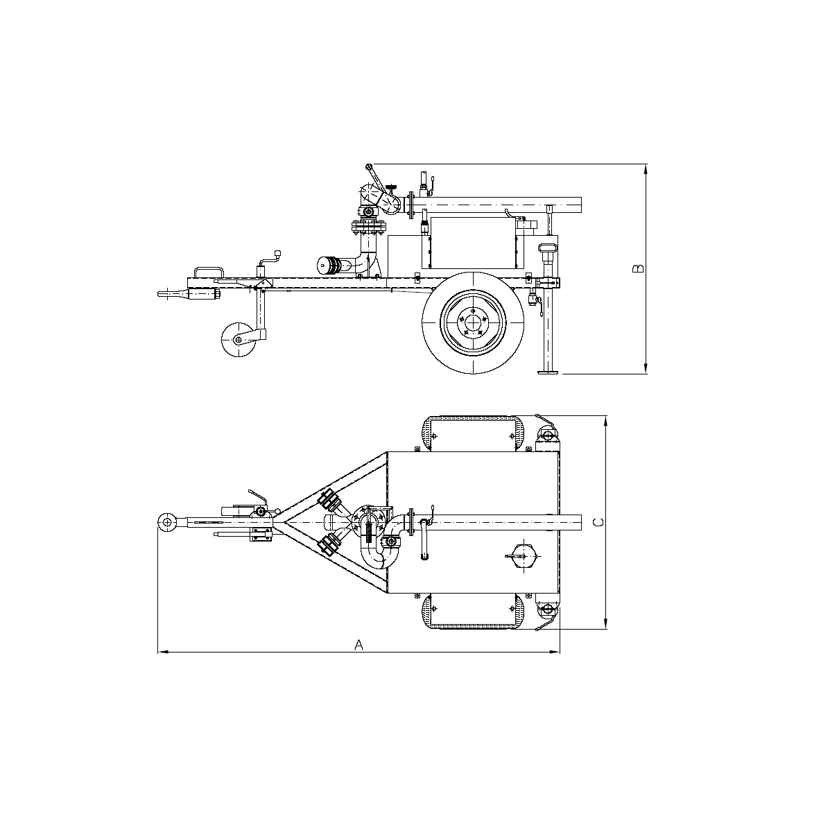 UNITE TRACTABLE DE MOUSSE 200L AVEC LANCE MONITOR 2000L/MIN
