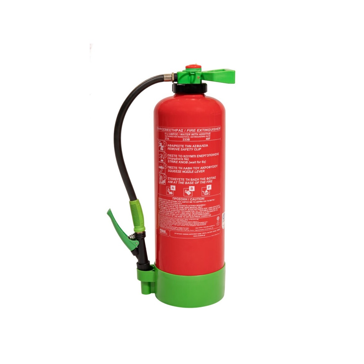 EXTINCTEUR EAU ADDIT. 9 L. 27A 233B 40F PRESSION AUXILIAIRE CE NF EN3-7