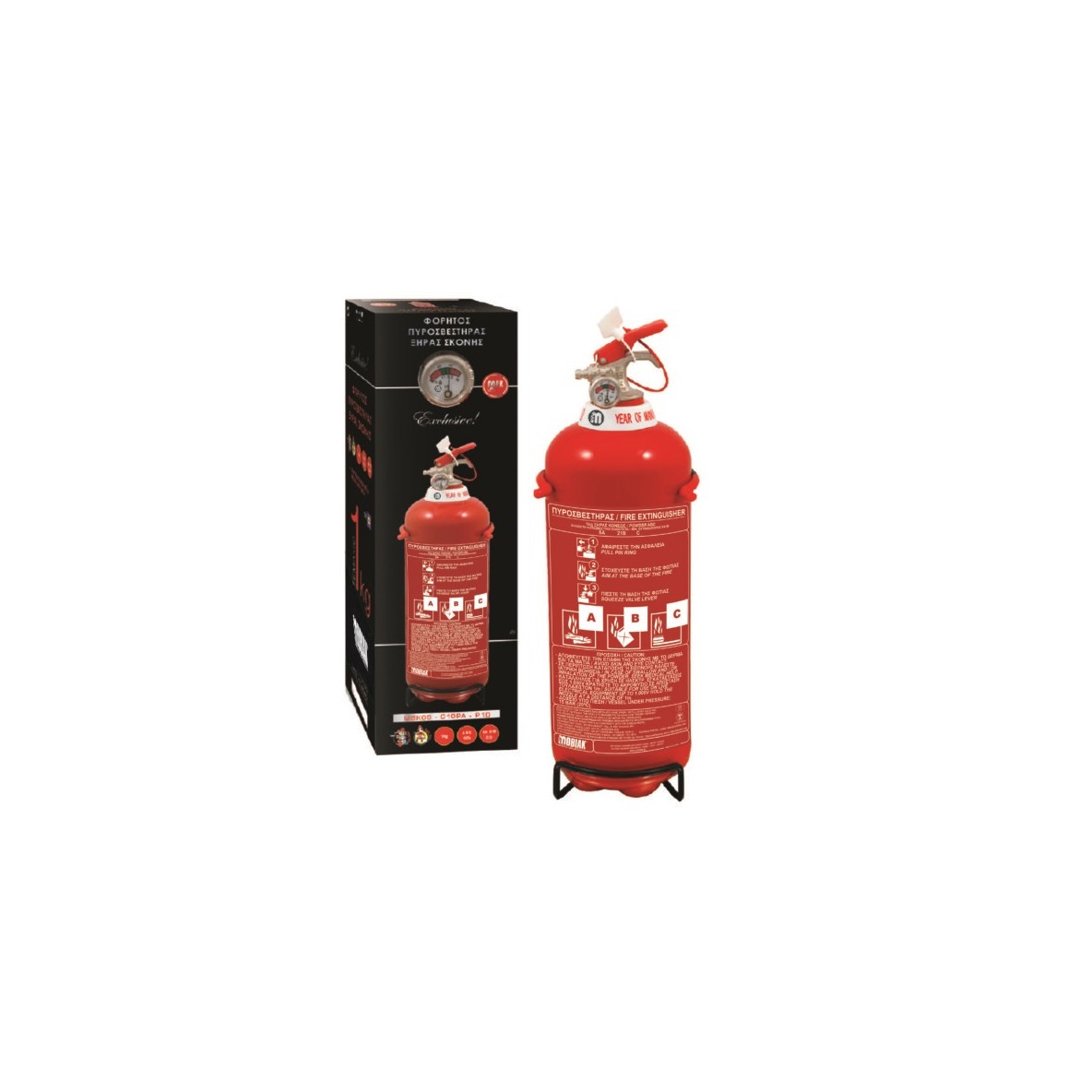 EXTINCTEUR POUDRE 1 KG PP 8A 34BC CE NF EN 3-7