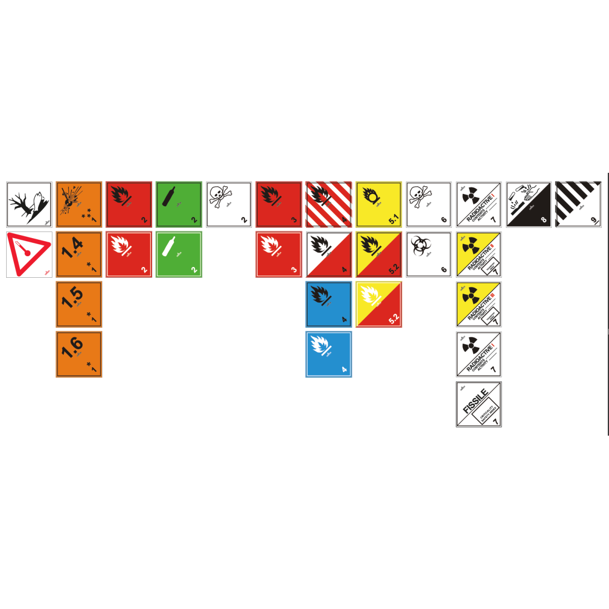 LOT DE 29 SYMBOLES DE DANGER MAGNETIQUES