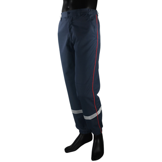 PANTALON SPF1 ARAMIDE/VISCOSE MARINE AVEC PASSEPOIL ROUGE