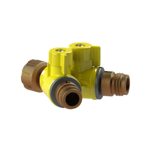 DIVISION 1/4 DE TOUR POKET WYE JAUNE HP 40BAR - GFR F 20 / 2 X GFR M 20 PN40 BZE