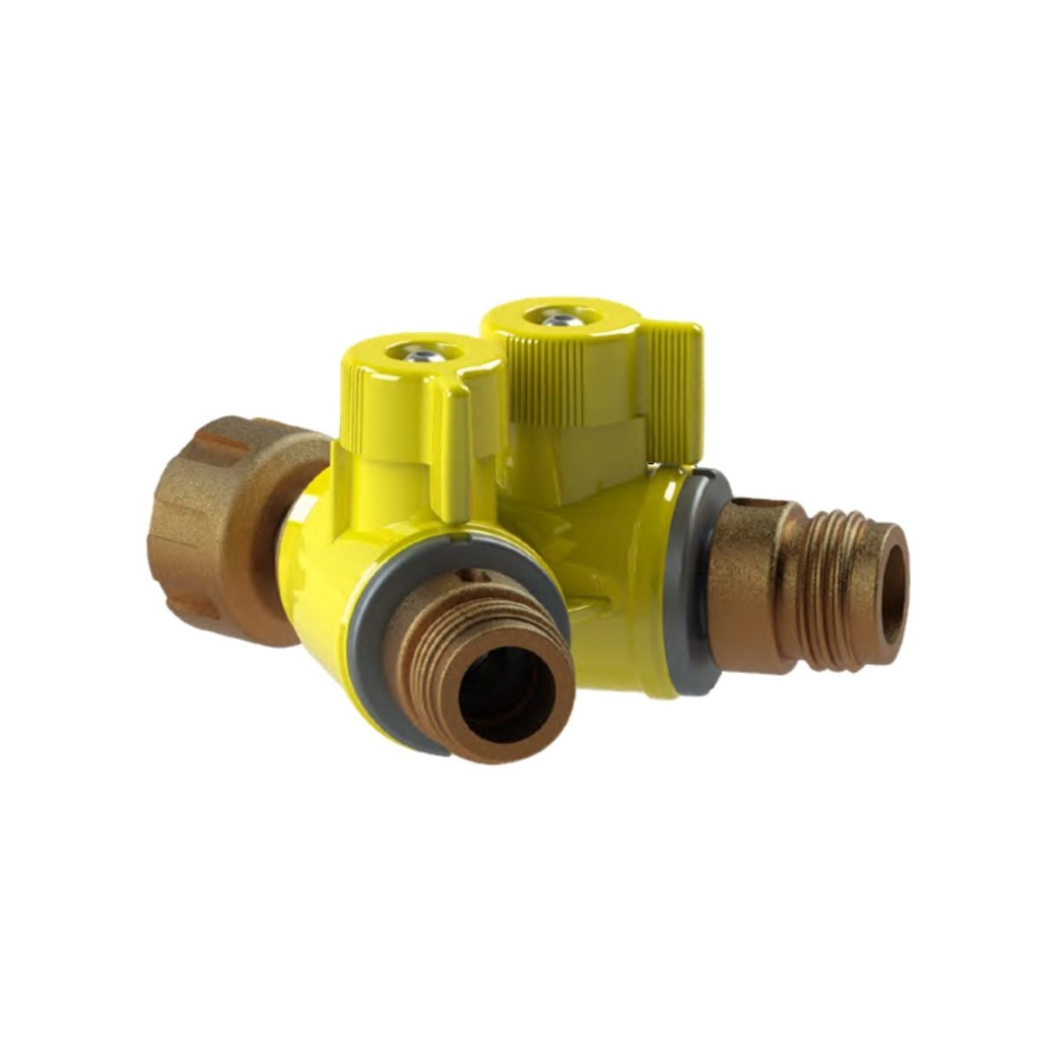 DIVISION 1/4 DE TOUR POKET WYE JAUNE HP 40BAR - GFR F 20 / 2 X GFR M 20 PN40 BZE