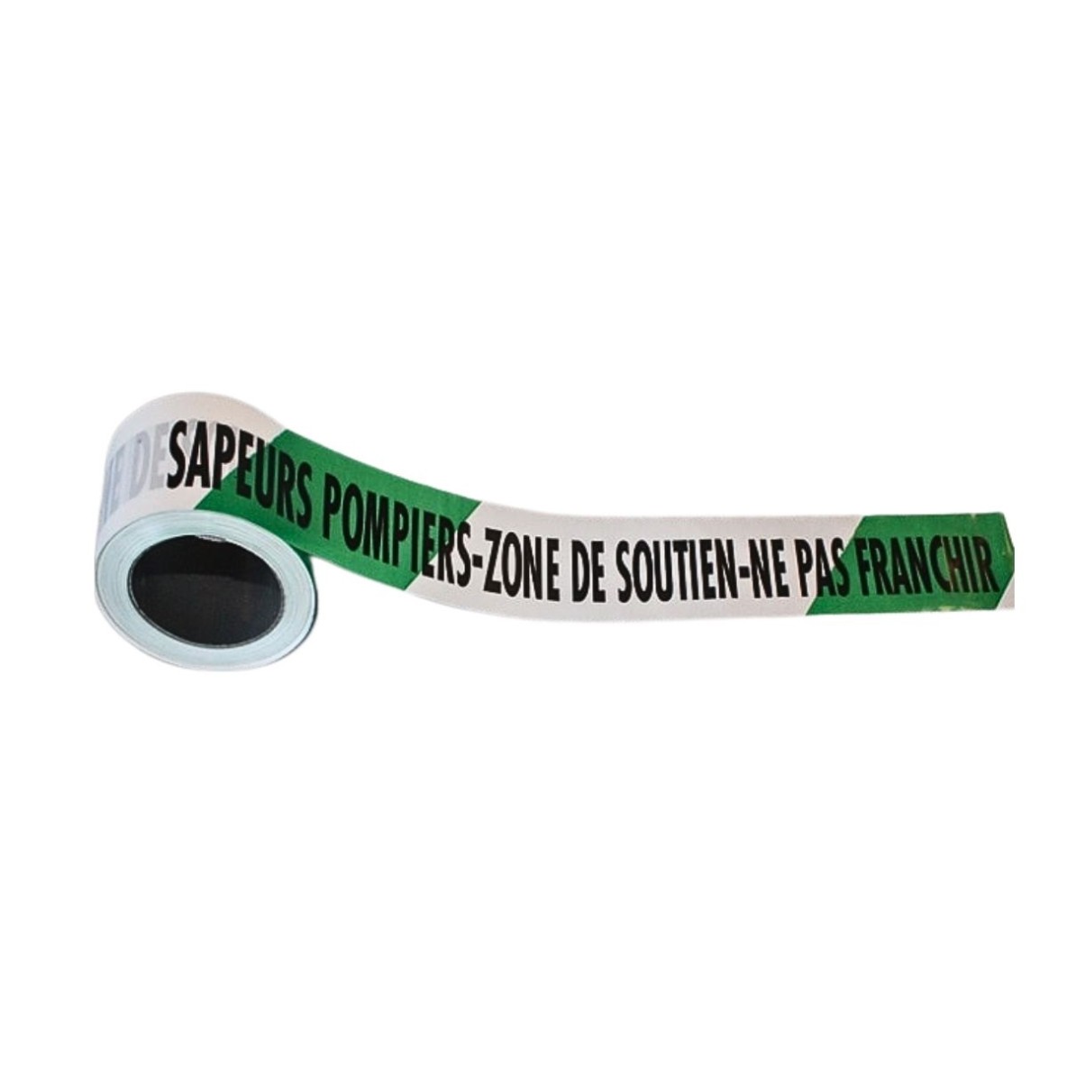 RUBALISE VERT/BLANC 5CM X 100M SAPEURS POMPIERS "ZONE DE SOUTIEN" / LOT DE 36